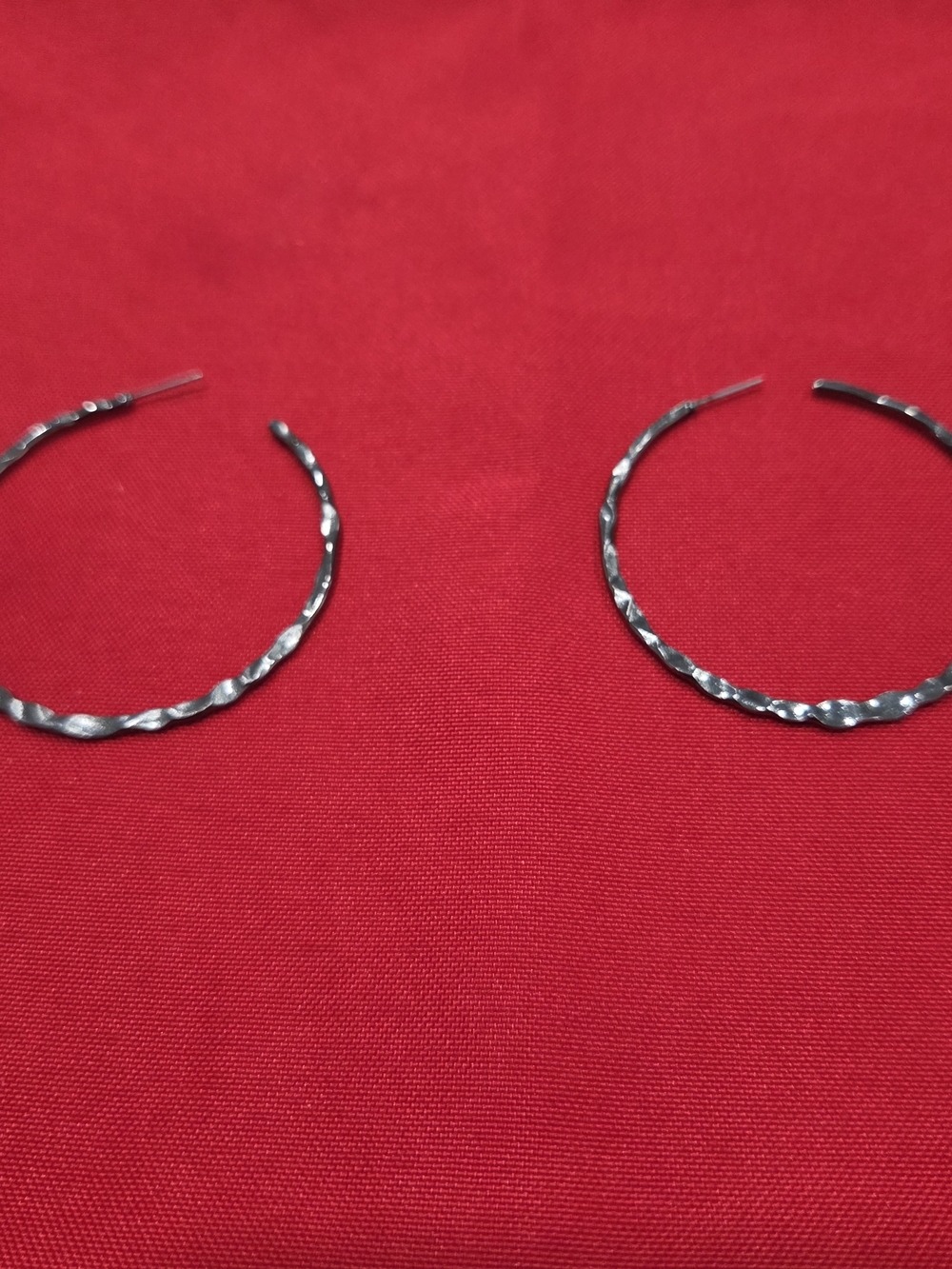 Silver Textured Hoop Earrings - Women Accessories